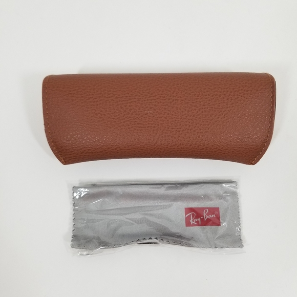 Ray Ban Brown Leather Snap Case With Cloth - Picture 2 of 3